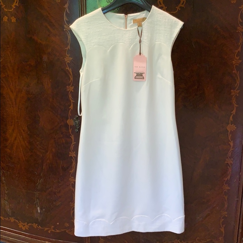 Ted Baker white dress with tweed detail